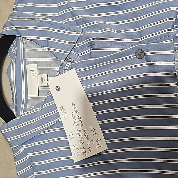 J.jill Butter soft! Blue black and white striped long sleeve button-up XL - Picture 3 of 7